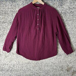 Xirena Shirt Womens Unknown Purple Gauze Henley Long Sleeve Lightweight Top‎